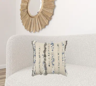 Homezia 20x20 Natural 100% Cotton Striped Zippered Pillow