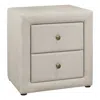 Homezia 21" Beige Linen Blend Two Drawer Nightstand