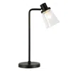 Homezia 21" Black Metal Arched Table Lamp With Clear Cone Shade