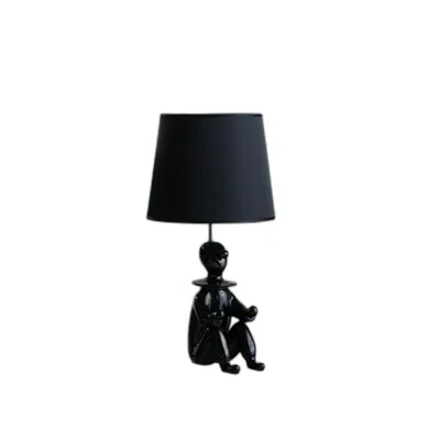 Homezia 21" Black Sculptural Clown Phone Holder Desk Lamp In Gold