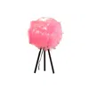 Homezia 21" Black Tripod Table Lamp With Pink Faux Feather Shade