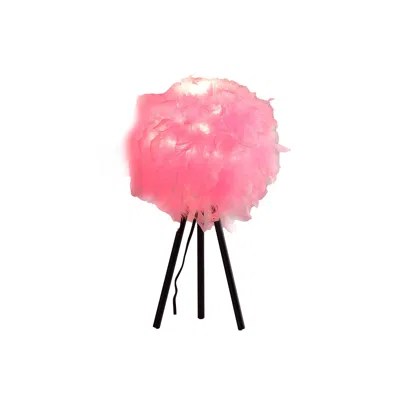 Homezia 21" Black Tripod Table Lamp With Pink Faux Feather Shade In Blue