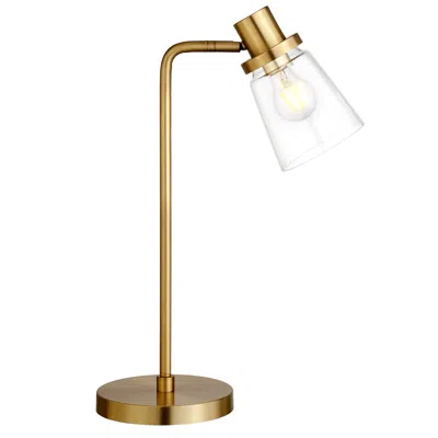 Homezia 21" Brass Metal Arched Table Lamp With Clear Cone Shade In Gold