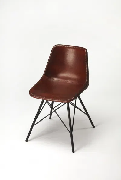 Homezia 21" Brown And Black Faux Leather Side Chair