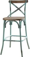 Homezia 21" Brown And Sky Blue Iron Bar Chair