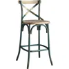 Homezia 21" Brown And Turquoise Solid Wood And Metal Bar Chair