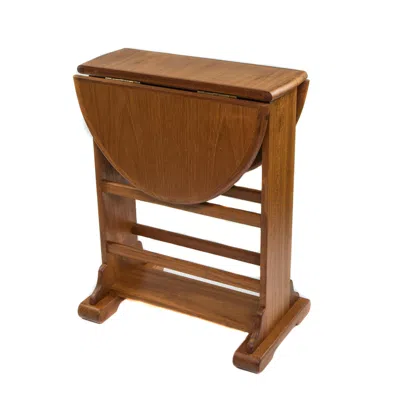 Homezia 21" Brown Solid Wood Oval Drop Leaf End Table