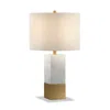 Homezia 21" Gold And White Marble Table Lamp With White Drum Shade