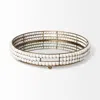 Homezia 21" Gold Metal With Wooden Bead Frame And Mirrored Glass Bottom Round Tray In Multi