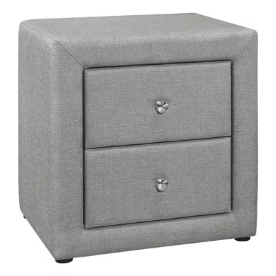 Homezia 21" Gray Linen Blend Two Drawer Nightstand