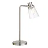 Homezia 21" Nickel Metal Arched Table Lamp With Clear Cone Shade