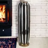 Homezia 21" Polyresin Black And Silver Striped Round Floor Vase