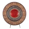 Homezia 21" Red And Brown Round Polyresin Decorative Plaque