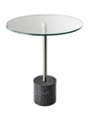 Homezia 21" Silver And Clear Glass Round End Table