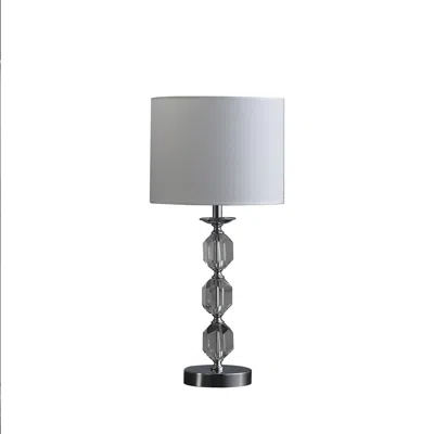 Homezia 21" Silver Bedside Table Lamp With White Drum Shade In Gray