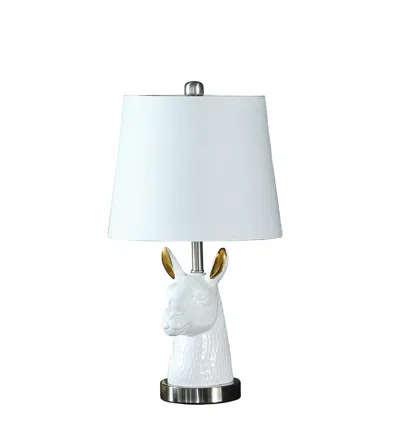 Homezia 21" Silver Bedside Table Lamp With White Empire Shade