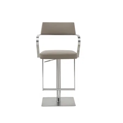 Homezia 21 " Taupe And Silver Stainless Steel Bar Chair