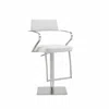 Homezia 21 " White And Silver Stainless Steel Bar Chair