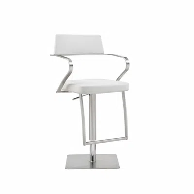 Homezia 21 " White And Silver Stainless Steel Bar Chair