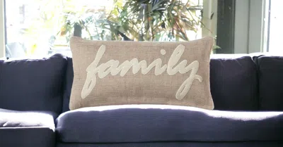 Homezia 21" X 11" Tan Cotton Blend Zippered Pillow With Applique