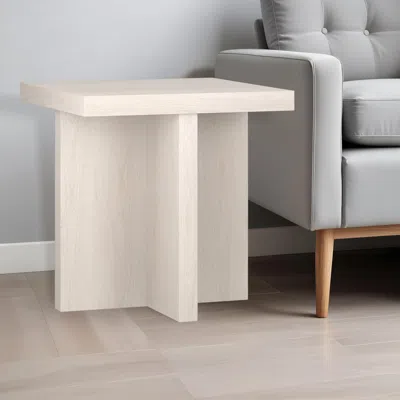 Homezia 22" Alder White Wood Square End Table