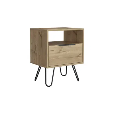 Homezia 22" Beige Faux Wood Nightstand With Storage