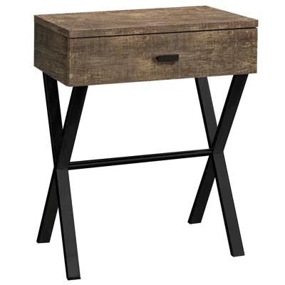 Homezia 22" Black And Brown Wood And Metal End Table With Drawer