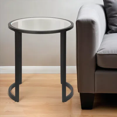 Homezia 22" Black And Clear Glass And Steel Round End Table