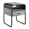 Homezia 22" Black And Concrete Gray Manufactured Wood And Metal Square End Table With Drawer And Shelf