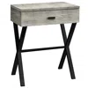 Homezia 22" Black And Gray Wood And Metal End Table With Drawer