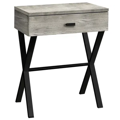 Homezia 22" Black And Gray Wood And Metal End Table With Drawer