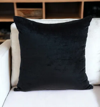 Homezia 22" Black Cotton Blend Throw Pillow
