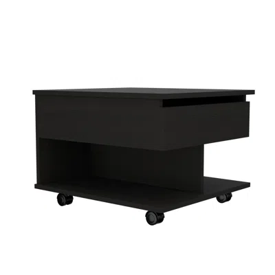 Homezia 22" Black Manufactured Wood Rectangular Lift Top Coffee Table With Drawer