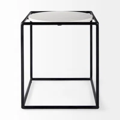 Homezia 22" Black Marble Round End Table