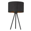 Homezia 22" Black Metal Column Table Lamp With Black Drum Shade