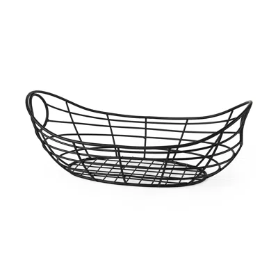 Homezia 22" Black Metal Oval Storage Basket