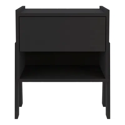 Homezia 22" Black One Drawer Faux Wood Nightstand
