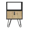 Homezia 22" Black One Drawer Faux Wood Nightstand