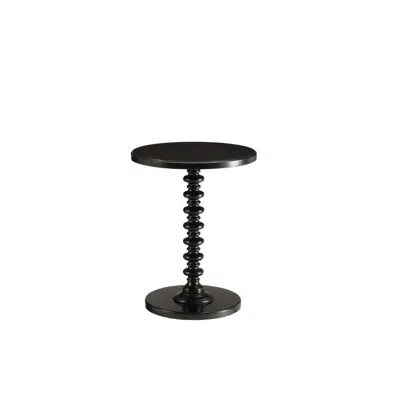 Homezia 22" Black Solid Wood Round End Table