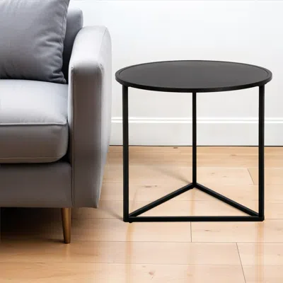Homezia 22" Black Steel Round End Table