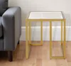 Homezia 22" Brass And Clear Glass And Steel Square End Table