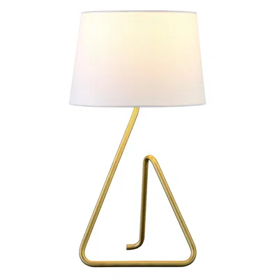 Homezia 22" Brass Metal Table Lamp With White Bell Shade In Neutral