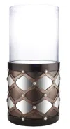 Homezia 22" Bronze And Silver With Pearls Tabletop Hurricane Candle Holder