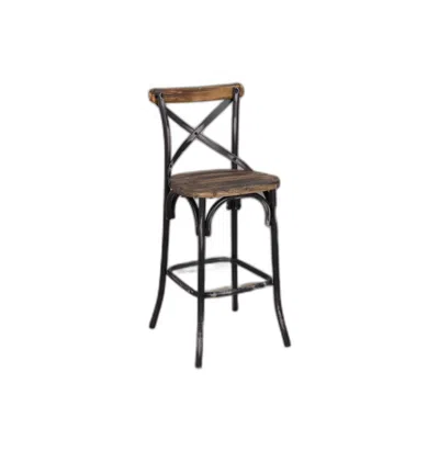 Homezia 22" Brown And Black Iron Bar Chair