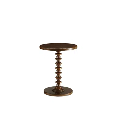 Homezia 22" Brown Solid Wood Round Pedestal End Table