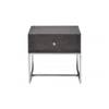 Homezia 22" Chrome And Gray Oak Manufactured Wood Rectangular End Table With Drawer