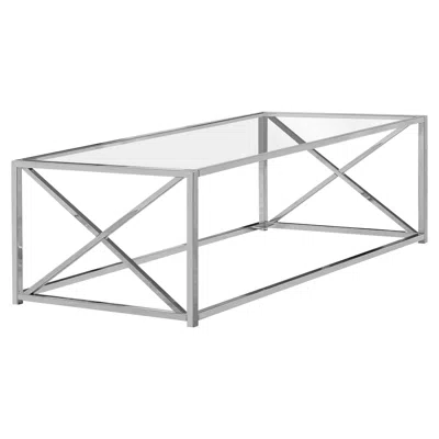 Homezia 22" Clear And Silver Glass And Iron Coffee Table