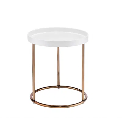 Homezia 22" Copper And White Round End Table