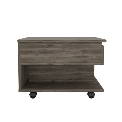 Homezia 22" Dark Brown Manufactured Wood Rectangular Lift Top Coffee Table With Drawer