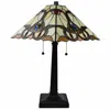 Homezia 22" Dark Brown Metal Two Light Candlestick Table Lamp With Beige Empire Shade